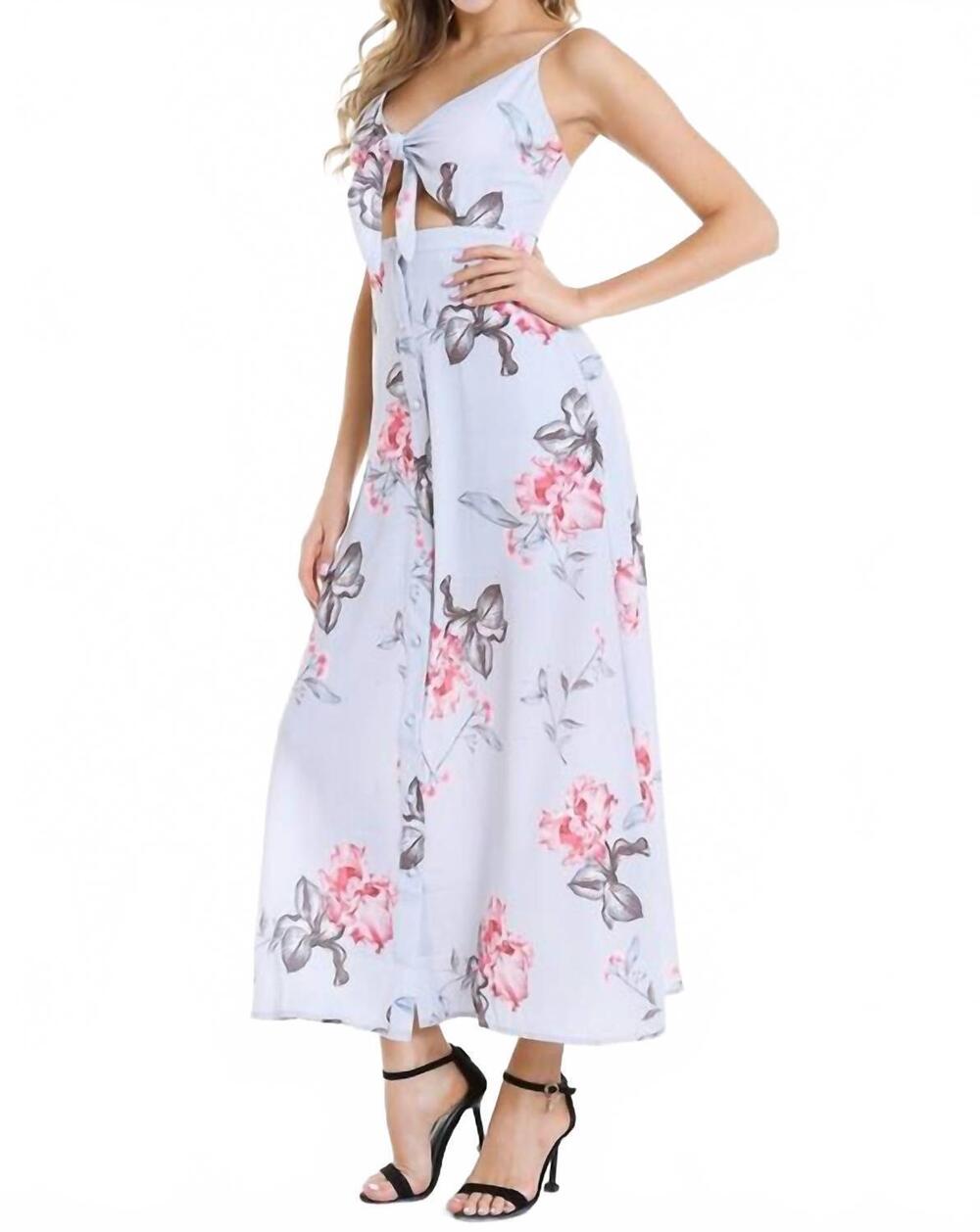 NEW EPRETTY tie front floral dress in blue